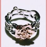 Mese szép ragyogó metszett vésett egyedi rózsa gyűrű 22 mm es fotó