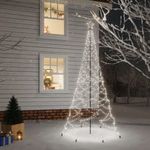 Hideg fehér 500 LED-es karácsonyfa fémoszloppal 3 m fotó