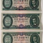 3 db 10 Forint bankjegy, ROPOGÓS (EF) (1962). 1 Ft-os licit! (100) fotó