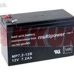Powery ólom akku (multipower) MP7, 2-12B VDS min. helyettesíti Panasonic LC-R127R2PG1 12V 7, 2Ah F2 fotó