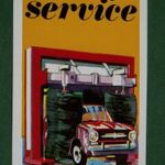 Kártyanaptár, MOGÜRT autószerviz, grafikai rajzos, autómosó, Fiat autó, 1971, , X, fotó