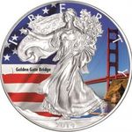 USA 1 Dollár Silver Eagle "Golden Gate Bridge" színezett ezüst pénzérme (BU) 2014 fotó