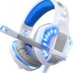 BlueFire sztereó játékfejhallgató PS4-hez, PS5-höz, Xbox One, mikrofonnal és LED-világítással, fehér fotó