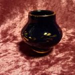 Sötétkék és arany mázas agyag váza eladó - pici, 6 cm magas fotó