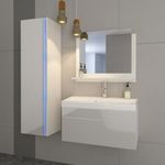 Venezia Dream I. fürdőszobabútor szett + mosdókagyló + szifon - 80 cm (fényes fehér) fotó