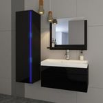 Venezia Dream I. fürdőszobabútor szett + mosdókagyló + szifon - 80 cm (fényes fekete) fotó
