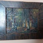 Szép erdőbelső festmény, apró alakkal 34x30cm kerettel. fotó