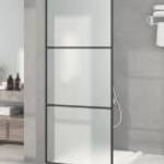 vidaXL fekete ESG tejüveg zuhanyfal küszöb nélküli zuhanyhoz 80x195 cm fotó