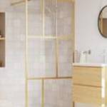 vidaXL aranyszínű zuhanyfal átlátszó ESG üveggel 90 x 195 cm fotó