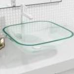 vidaXL átlátszó üveg mosdókagyló 42x42x14 cm fotó