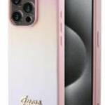 Guess GUHCP14LPSAIRSP iPhone 14 Pro 6.1" rózsaszín keménytok Saffiano Irizáló írásjelek fotó