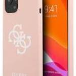 Guess GUHCP13SLS4GWPI iPhone 13 mini 5, 4" rózsaszín szilikon 4G logó keménytok fotó