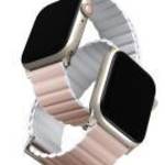 Uniq Revix Premium mágneses szilikon szíj Apple Watch 42/44/45/49mm, rózsaszín/fehér fotó