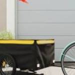 vidaXL fekete-sárga vas kerékpár-utánfutó 45 kg fotó