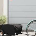 vidaXL fekete vas kerékpár-utánfutó 30 kg fotó