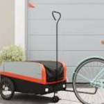 vidaXL fekete-narancssárga vas kerékpár-utánfutó 45 kg fotó