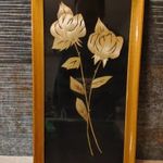 Fa keretes szalma rózsa 24 x 49 cm falikép fotó