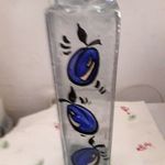 Szilvás festett üveg váza flaska palack 30x7x7 cm. újszerű fotó