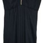 elegáns/alkalmi fekete színű (aranyozott szegélyes), gumis derekú női egész ruha, kb. M-es méretű fotó