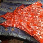 Be young piros-fehér virágos koktélruha nyakbakötős, tüllös alszőszoknyával XL fotó