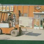 Kártyanaptár, Szeged, Fészek áruház, Tüzép, targonca 1988 , A, fotó