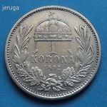 1892 - KB - 1 Korona NAGYON RITKA !! KIVÁLÓ ezüst fotó