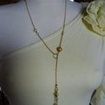 ÚJ Shamballa gyöngyös csúszómedálos arany színű bizsu nyaklánc lánc fotó