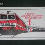 Kártyanaptár, MÁV vasút vonat, balesetvédelem, grafikai rajzos, M63 mozdony szerelvény, 1976 , V, fotó