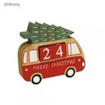 Karácsonyi öröknaptár 15x13 cm fa kisbusz fotó