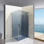 Diplon 100x80 cm aszimmetrikus szögletes két tolóajtós zuhanykabin, 5 mm edzett szürke üveggel, 1... fotó