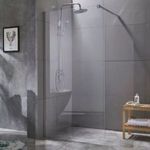 Diplon Walk-in 100 cm széles zuhanyfal króm kerettel, 8 mm edzett áttetsző üveggel, 195 cm magas fotó