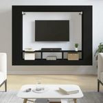 Fekete szerelt fa TV-szekrény 152 x 22 x 113 cm fotó