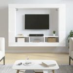 Fehér magasfényű szerelt fa TV-szekrény 152x22x113 cm fotó