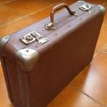 Antik régi barna bőrönd koffer relikvia 1950-70-es évek fotó