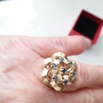 Arany gyűrű zafírkövekkel virágforma, dekoratív újszerű hibátlan gr, gyönyörű! Csak, 21 E Ft Gr !!! fotó