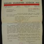 Szegedi szabadtéri játékok levél 1937 fotó