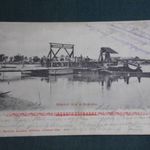 Képeslap, Siklós, Röpülő híd a Dráván, uszályhíd, komp, 1907 fotó
