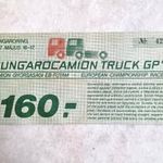Hungarocamion Truck GP belépőjegy 1987 Kamion Gyorsasági EB-futam Hungaroring MALÉV logo fotó