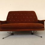 Retro fémvázas kanapé krómozott barna kárpitozott bútor átkárpitozásra 681 7480 fotó