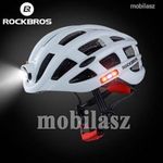 ROCKBROS kerékpáros bukósisak beépített első/oldalsó/hátsó lámpákkal - FEHÉR - ultrakönnyű, légát... fotó