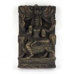 1H193 Nagyméretű keleti Siva fafaragás hindu falidísz 30.5 x 19 cm fotó