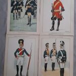 Svéd király testőrség régi karton képek készült 1920 körül döfő szurony egyenruhák 25 x 35 cm 4 db fotó