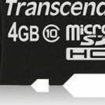 Transcend 4GB microSDHC Class 10 W/O + adapterrel fotó