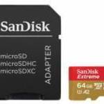 Sandisk 64GB microSDXC Class 10 U3 V30 A2 Extreme Action Cams and Drones + adapterrel fotó