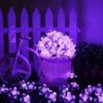 Napelemes cseresznyevirág LED fényfüzér lila fotó