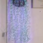 2x2 méteres ledes fényfüggöny apró zöld levelekkel, 8 programos, sorolható, kék fotó