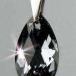 Nyaklánc, esőcsepp formájú, Black Diamond SWAROVSKI® kristállyal, 16mm, ART CRYSTELLA® fotó