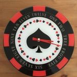 Póker kártyás különleges működő üveg falióra mókás helytelen angol feliratokkal AUK fotó