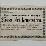 25 Osztrák Krajcár - Eger - 1860-as kiadás - VF tartás - RITKA!!!!!! fotó