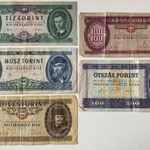 5 db 10-20-50-100-500 Forint bankjegy LOT. (VG/F/VF). 1 Ft-os licit! (5) fotó